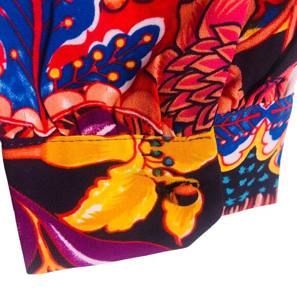 New Loft Womens High Low Blouse Sz Large Long Sleeve Vibrant Floral Print NWT - Picture 7 of 13